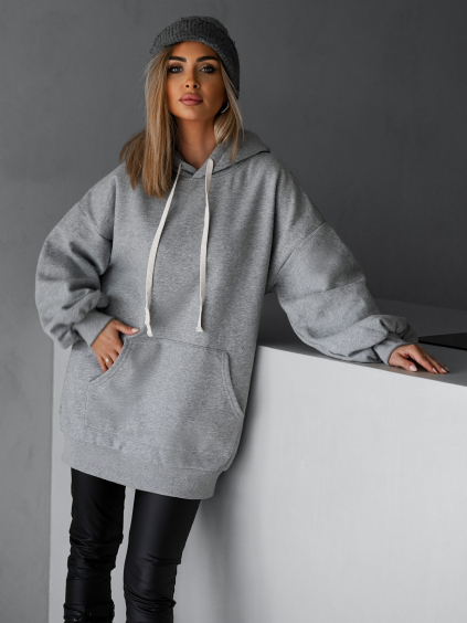 Šedá basic oversize mikina CRUZY s kapucí