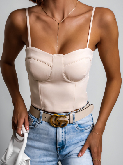 Krémový elegantní crop top TOPAZ