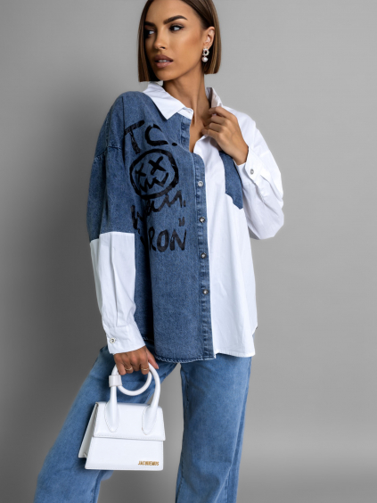 Bílá denim oversized košile MILAGROS